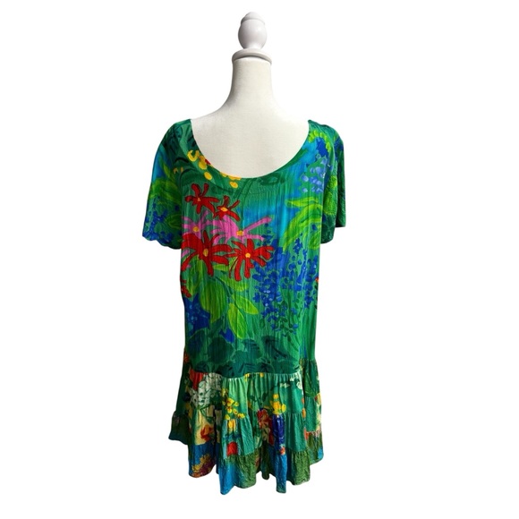 Jams World Hattie Short Sleeve Mini Tiered Dress Sea Flower Extra Large XL - Picture 3 of 12
